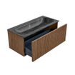 MONDIAZ KURVE-DLUX 100cm Meuble salle de bain - couleur Walnut - 1 tiroir - vasque BIG MEDIUM centre - 1 trou de robinet - couleur Lava SW1137246