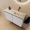 MONDIAZ TURE-DLUX Meuble toilette - 80cm - Cale - EDEN - vasque Ostra - position droite - sans trou de robinet SW1104765