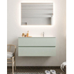 Mondiaz VICA ensemble de meuble de salle de bain - 100cm - meuble sous-vasque gris - 2 tiroirs - lavabo cloud droite - 1 trou de robinet - miroir LED - version XL 60cm de haut SW1098098