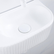 QeramiQ Fuente Ensemble de Lavabo - 40x21.5x12cm - strié - demi-rond - céramique - ensemble de robinet blanc mat - bouchon de vidange - siphon abaissé - blanc mat SW1233095