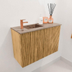 Mondiaz JOYA-DLUX 60cm toiletmeubel - kleur Oak - Wastafel FAYE positie Links 1 kraangat kleur Arena. SW1423845