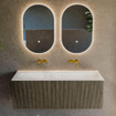 Mondiaz KURVE-DLUX Ensemble de meuble de salle de bains - 120x46x40cm - 1 tiroir - vasque solid surface - au milieu - sans trou de robinet - Shadow SW1414070