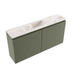MONDIAZ TURE-DLUX meuble WC 100 cm Army. Lavabo EDEN Frappe position milieu. Sans trou de robinet. SW1102674