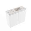 MONDIAZ TURE-DLUX meuble WC 60 cm Talc. EDEN lavabo Glace position droite. Avec 1 trou de robinet. SW1103105
