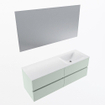 Mondiaz VICA ensemble de meuble de salle de bain - 140cm - meuble sous-vasque greey - 4 tiroirs - lavabo cloud droite - 1 trou de robinet - couleur talc - miroir LED - version XL 60cm de haut SW1095467