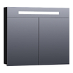 Saniclass 2.0 Spiegelkast - 80x70x15cm - verlichting geintegreerd - 2 links- en rechtsdraaiende spiegeldeuren - MDF - hoogglans zwart SW371713
