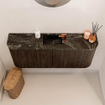 Mondiaz JOYA-DLUX 103.2cm toiletmeubel - ronding links en rechts kleur Walnut - Wastafel FAYE positie Midden 1 kraangat kleur Lava. SW1422530