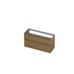 INK Fineer 45 Wastafelonderkast - 120x45x65cm - 2 lades - greeploos - houten keerlijst - a symmetrisch - MDF Fineer Natur SW693446