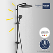Grohe Vitalio Comfort 250 QuickFix Douche pluie - pomme de douche 25cm - douchette carrée - 2 jets - sans inverseur - noir mat SW1126945
