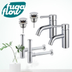 FugaFlow Eccelente Sobrado Kit robinet lavabo - pour double vasque - robinet bas - bonde clic clac - siphon design - Chrome brillant SW1124281