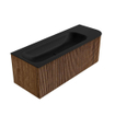 MONDIAZ KURVE 125cm Meuble salle de bain avec module 25 D - couleur Walnut - 1 tiroir - 1 porte - vasque BIG MEDIUM gauche - sans trous de robinet - Urban SW1138477