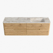 Mondiaz CIRO-DLUX Badkamermeubelset - 160x45x50cm - Solid surface wastafel Frappe - 1 wasbak Rechts - 1 kraangat - 4 lades - Oak SW1530868