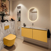 MONDIAZ TURE-DLUX meuble WC 120 cm Ocher. EDEN lavabo Glace position centrale. Sans trou de robinet. SW1103405