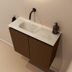 MONDIAZ TURE-DLUX Meuble toilette - 60cm - Rust - EDEN - vasque Ostra - position gauche - sans trou de robinet SW1105072