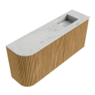 Mondiaz JOYA-DLUX 91.6cm toiletmeubel - ronding links kleur Oak - Wastafel FAYE positie Rechts Zonder kraangat kleur Opalo. SW1422175