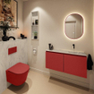 MONDIAZ TURE-DLUX Meuble toilette - 100cm - Fire - EDEN - vasque Opalo - position droite - sans trou de robinet SW1104300