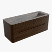 Mondiaz CIRO-DLUX Badkamermeubelset - 130x45x50cm - Solid surface wastafel Oza - 1 wasbak Rechts - zonder kraangaten - 4 lades - Walnut SW1530618