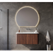 Royal Plaza Terra Badkamermeubelset - 100x47x46cm - keramische wastafel wit glans - 1 wasbak - zonder kraangat - 2 lades - kastanje (walnoot) SW1441224