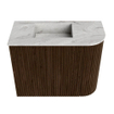 Mondiaz JOYA-DLUX 51.6cm toiletmeubel - ronding rechts kleur Walnut - Wastafel FAYE positie Links 1 kraangat kleur Glace. SW1422378