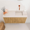 Mondiaz JOYA-DLUX 70cm toiletmeubel - kleur Oak - Wastafel FAYE positie Rechts Zonder kraangat kleur Meli. SW1423931