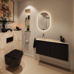 MONDIAZ TURE-DLUX Meuble toilette - 100cm - Urban - EDEN - vasque Frappe - position gauche - sans trou de robinet SW1102626