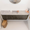 Mondiaz JOYA-DLUX Meuble de salle de bains 123,2cm - arrondi gauche et droite couleur Shadow - Vasque FAYE position Milieu 1 trou de robinet couleur Glace SW1422846