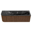 MONDIAZ KURVE-DLUX 145cm Meuble salle de bain avec module 25 G - couleur Walnut - 1 tiroir - 1 porte - vasque BIG LARGE droite - sans trou de robinet - couleur Lava SW1137294