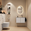 MONDIAZ TURE-DLUX Meuble toilette - 80cm - Linen - EDEN - vasque Glace - position centrale - 1 trou de robinet SW1103341