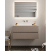 Mondiaz VICA ensemble de meuble de salle de bain - 100cm - meuble sous-vasque fumée - 2 tiroirs - lavabo nuage milieu - sans trou de robinet version XL 60cm de haut SW1089765