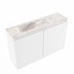 MONDIAZ TURE-DLUX Meuble toilette - 80cm - Talc - EDEN - vasque Frappe - position gauche - 1 trou de robinet SW1102594