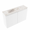 MONDIAZ TURE-DLUX meuble WC 80 cm Talc. EDEN lavabo Frappe position gauche. Avec 1 trou de robinet. SW1102594