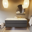 MONDIAZ VICA-DLUX Ensemble meuble de salle de bains - 150cm - sous-meuble dark grey - 4 tiroirs - vasque encastrée cloud à droite - 1 trou de robinet - version haute 60cm - frape SW1088887