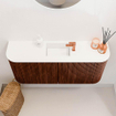 Mondiaz JOYA 93.2cm toiletmeubel - ronding links en rechts kleur Ruby - Wastafel FAYE positie Midden 1 kraangat kleur Talc. SW1421797