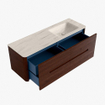 Mondiaz CIRO-DLUX Badkamermeubelset - 140x45x50cm - Solid surface wastafel Meli - 1 wasbak Rechts - 1 kraangat - 4 lades - Ruby SW1531773