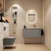 MONDIAZ TURE-DLUX Meuble toilette - 100cm - Smoke - EDEN - vasque Glace - position centrale - 1 trou de robinet SW1103565