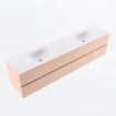 MONDIAZ VICA Ensemble meuble de salle de bains - 200cm - meuble bas rosee - 4 tiroirs - lavabo moon double - sans trous de robinet - version haute 60cm - talc SW1080503