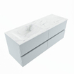 Mondiaz VICA-DLUX ensemble de meuble de salle de bain - 130cm - meuble sous-vasque argile - 4 tiroirs - lavabo encastré nuage gauche - 1 trou de robinet - version haute de 60cm - opalo SW1086558