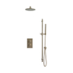FugaFlow Eccelente Acces Ensemble de douche pluie encastré - thermostatique - bras mural - barre coulissante - pomme de tête 25cm - douchette à main sur barre - flexible de douche lisse - Laiton brossé PVD (Or) SW1450782