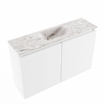 MONDIAZ TURE-DLUX Meuble de toilettes 80 cm Talc. EDEN lavabo Glace position centrale. Avec 1 trou de robinet. SW1103088