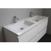 Basic Bella Meuble salle de bains avec lavabo acrylique avec miroir et éclairage Blanc 120x55x46cm 2 trous de robinet Blanc brillant SW491823