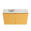 MONDIAZ TURE-DLUX Meuble toilette - 80cm - Ocher - EDEN - vasque Glace - position gauche - sans trou de robinet SW1103371