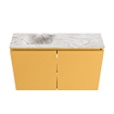 MONDIAZ TURE-DLUX meuble WC 80 cm Ocher. EDEN lavabo Glace position gauche. Sans trou de robinet. SW1103371