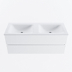 MONDIAZ VICA Meuble de salle de bains 120 cm sous-meuble Talc 2 tiroirs. Lavabo CLOUD double 2 trous de robinet, couleur Talc. SW1381894