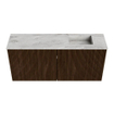 Mondiaz JOYA-DLUX 90cm meuble de toilette - couleur Walnut - Vasque FAYE position Droite Sans trou de robinet couleur Glace SW1422372