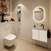 MONDIAZ TURE-DLUX Meuble toilette - 60cm - Talc - EDEN - vasque Opalo - position centrale - 1 trou de robinet SW1104119