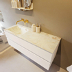 MONDIAZ VICA-DLUX Ensemble meuble de salle de bains - 130cm - meuble bas talc - 2 tiroirs - vasque encastrée cloud gauche - sans trous de robinetterie - version haute 60cm - frape SW1088605