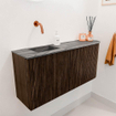 Mondiaz JOYA-DLUX 91.6cm toiletmeubel - ronding rechts kleur Walnut - Wastafel FAYE positie Links Zonder kraangat kleur Sombra. SW1424758
