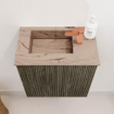 Mondiaz JOYA-DLUX 40cm toiletmeubel - kleur Shadow - Wastafel FAYE positie Links 1 kraangat kleur Arena. SW1424772