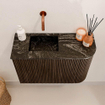 Mondiaz JOYA-DLUX 61.6cm toiletmeubel - ronding rechts kleur Walnut - Wastafel FAYE positie Links Zonder kraangat kleur Lava. SW1422470