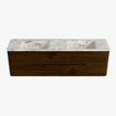 Mondiaz CIRO-DLUX Ensemble de meubles de salle de bains - 170x45x50cm - Plan-vasque Solid surface Glace - 2 vasques Double - 2 trous de robinet - 4 tiroirs - Noyer SW1530273